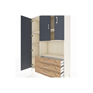 Hyperion Dolap 6 Raflı 3 Çekmeceli 3 Kapaklı 132x44x195 Aytaşı-antrasit/çam