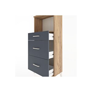 Hyperion Dolap Tek Raflı 3 Çekmeceli 60x44x134 Çam-antrasit
