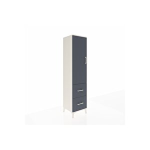 Hyperion Dolap 4 Raflı 2 Çekmeceli Tek Kapaklı 44x44x195 Aytaşı-antrasit