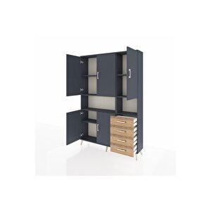 Arges Dolap 7 Raflı 4 Çekmeceli 5 Kapaklı 132x30x195 Antrasit-antrasit/çam