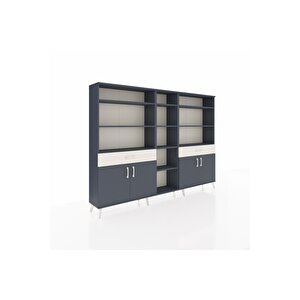 Arges Dolap 12 Raflı 2 Çekmeceli 4 Kapaklı 220x30x163 Antrasit-antrasit/aytaşı