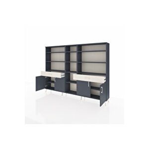 Arges Dolap 12 Raflı 2 Çekmeceli 4 Kapaklı 220x30x163 Antrasit-antrasit/aytaşı