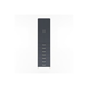 Hyperion Dolap 3 Raflı 7 Çekmeceli 2 Kapaklı 60x44x243 Antrasit-antrasit
