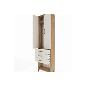 Arges Dolap 2 Raflı 3 Çekmeceli Tek Askılı 60x30x221 Çam-aytaşı