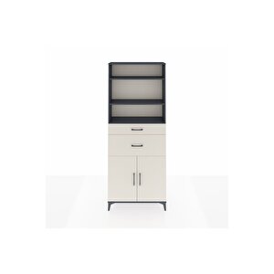 Arges Dolap 4 Raflı 2 Çekmeceli 2 Kapaklı 88x30x221 Antrasit-aytaşı