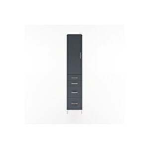 Hyperion Dolap 3 Raflı 4 Çekmeceli Tek Kapaklı 44x44x221 Antrasit-antrasit