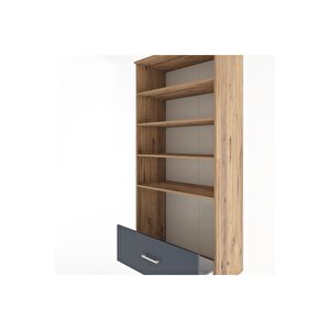 Hyperion Dolap 4 Raflı Tek Çekmeceli 88x44x195 Çam-antrasit