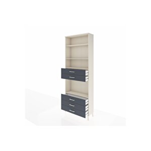 Arges Dolap 4 Raflı 5 Çekmeceli 88x30x243 Aytaşı-antrasit