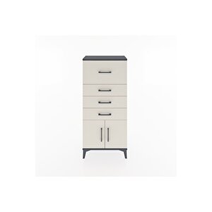 Hyperion Dolap 4 Çekmeceli 2 Kapaklı 60x44x134 Antrasit-aytaşı