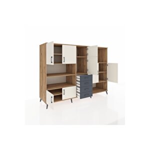 Kronos Dolap 10 Raflı 4 Çekmeceli 8 Kapaklı 220x59x163 Çam-aytaşı/antrasit