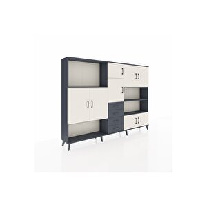 Arges Dolap 9 Raflı 4 Çekmeceli 8 Kapaklı 220x30x163 Antrasit-aytaşı/antrasit