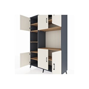 Hyperion Dolap 9 Raflı 6 Kapaklı 132x44x195 Antrasit-aytaşı/çam