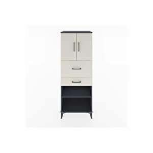 Hyperion Dolap 3 Raflı 2 Çekmeceli 2 Kapaklı 60x44x163 Antrasit-aytaşı