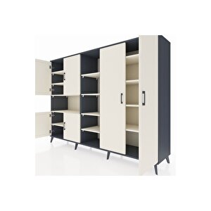 Hyperion Dolap 13 Raflı 6 Kapaklı 220x44x163 Antrasit-aytaşı