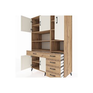 Kronos Dolap 9 Raflı 5 Çekmeceli 5 Kapaklı 132x59x195 Çam-aytaşı/çam