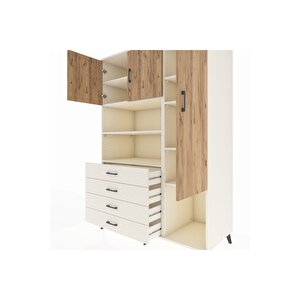 Kronos Dolap 8 Raflı 4 Çekmeceli 3 Kapaklı 132x59x195 Aytaşı-çam/aytaşı