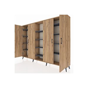 Arges Dolap 12 Raflı 4 Kapaklı 220x30x163 Çam-çam/antrasit