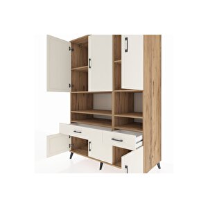 Kronos Dolap 8 Raflı 2 Çekmeceli 6 Kapaklı 132x59x195 Çam-aytaşı/aytaşı
