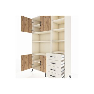 Hyperion Dolap 9 Raflı 4 Çekmeceli 4 Kapaklı 132x44x195 Aytaşı-çam/aytaşı