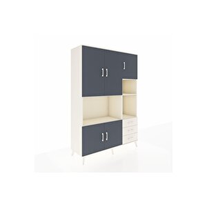 Hyperion Dolap 9 Raflı 3 Çekmeceli 5 Kapaklı 132x44x195 Aytaşı-antrasit/aytaşı