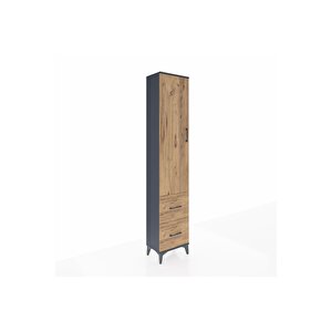 Arges Dolap 2 Raflı 2 Çekmeceli Tek Askılı 44x30x221 Antrasit-çam