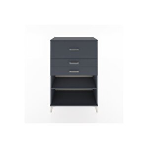 Hyperion Dolap Tek Raflı 3 Çekmeceli 88x44x134 Antrasit-antrasit
