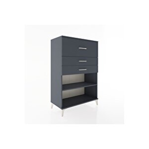 Hyperion Dolap Tek Raflı 3 Çekmeceli 88x44x134 Antrasit-antrasit