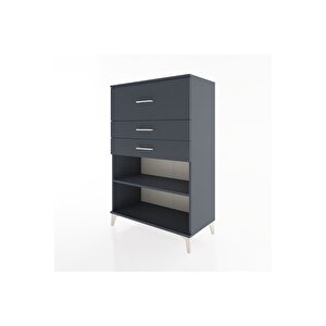 Hyperion Dolap Tek Raflı 3 Çekmeceli 88x44x134 Antrasit-antrasit