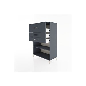 Hyperion Dolap Tek Raflı 3 Çekmeceli 88x44x134 Antrasit-antrasit