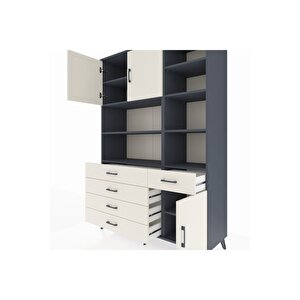 Hyperion Gardrop 9 Raflı 5 Çekmeceli 3 Kapaklı 132x44x195 Antrasit-aytaşı