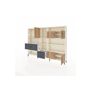 Arges Dolap 13 Raflı 3 Çekmeceli 5 Kapaklı 220x30x163 Aytaşı-çam/antrasit