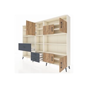 Arges Dolap 13 Raflı 3 Çekmeceli 5 Kapaklı 220x30x163 Aytaşı-çam/antrasit