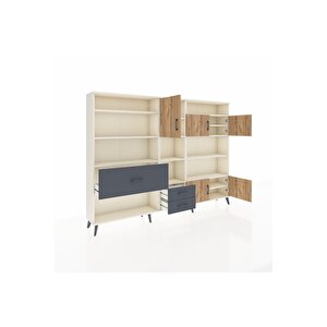 Arges Dolap 13 Raflı 3 Çekmeceli 5 Kapaklı 220x30x163 Aytaşı-çam/antrasit