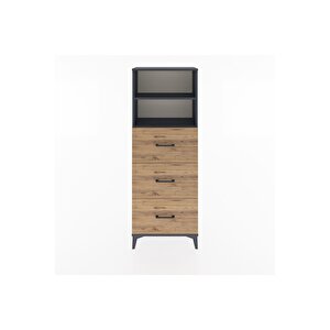 Arges Dolap 2 Raflı 3 Çekmeceli 60x30x163 Antrasit-çam