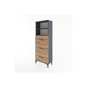 Arges Dolap 2 Raflı 3 Çekmeceli 60x30x163 Antrasit-çam