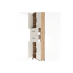 Arges Dolap 5 Raflı 2 Çekmeceli 4 Kapaklı 60x30x243 Çam-aytaşı