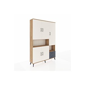 Arges Dolap 10 Raflı 2 Çekmeceli 5 Kapaklı 132x30x195 Çam-aytaşı/antrasit