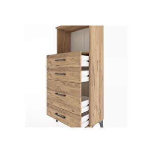 Hyperion Dolap Tek Raflı 4 Çekmeceli 60x44x134 Çam-çam
