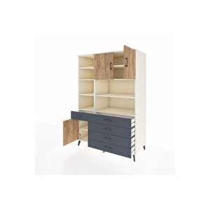 Kronos Dolap 9 Raflı 5 Çekmeceli 3 Kapaklı 132x59x195 Aytaşı-çam/antrasit