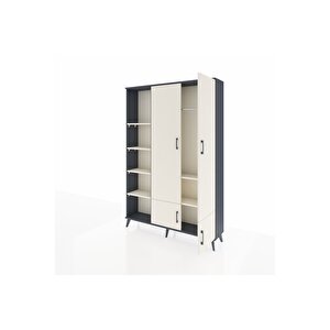 Arges Gardrop 6 Raflı 4 Kapaklı Tek Askılı 132x30x195 Antrasit-aytaşı