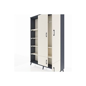 Arges Gardrop 6 Raflı 4 Kapaklı Tek Askılı 132x30x195 Antrasit-aytaşı