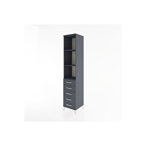 Hyperion Dolap 3 Raflı 5 Çekmeceli 44x44x221 Antrasit-antrasit