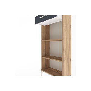 Arges Dolap 2 Raflı Tek Çekmeceli 60x30x134 Çam-antrasit