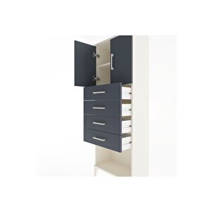 Arges Dolap 2 Raflı 4 Çekmeceli 2 Kapaklı 60x30x163 Aytaşı-antrasit