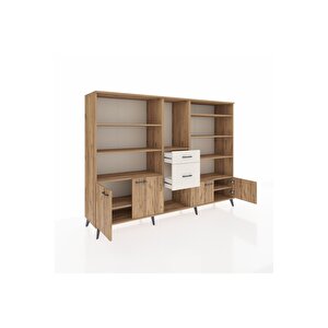 Hyperion Dolap 10 Raflı 2 Çekmeceli 4 Kapaklı 220x44x163 Çam-çam/aytaşı