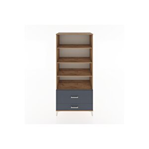 Hyperion Dolap 4 Raflı 2 Çekmeceli 88x44x195 Çam-antrasit