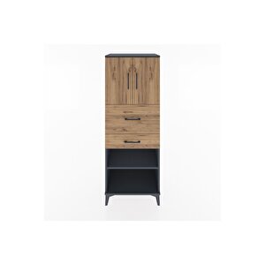 Hyperion Dolap 3 Raflı 2 Çekmeceli 2 Kapaklı 60x44x163 Antrasit-çam