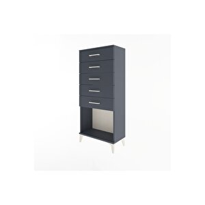 Arges Dolap 5 Çekmeceli 60x30x134 Antrasit-antrasit