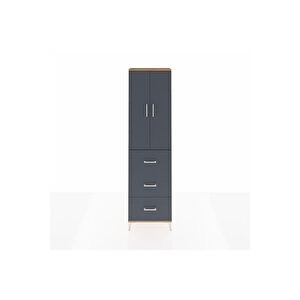 Arges Dolap 2 Raflı 3 Çekmeceli Tek Askılı 60x30x221 Çam-antrasit