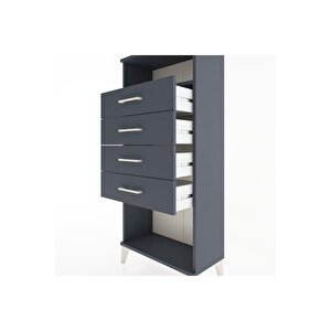 Hyperion Dolap Tek Raflı 4 Çekmeceli 60x44x134 Antrasit-antrasit